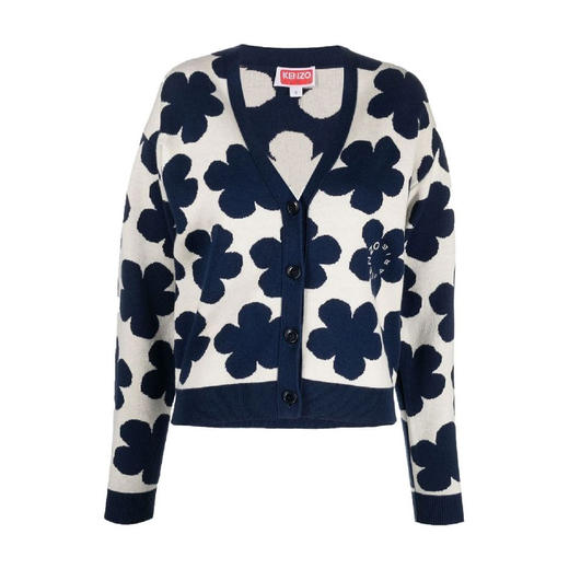 KENZO 高田贤三 女士小花徽标提花混纺羊毛针织衫 混色 FC62 CA326 3CO 2 商品图0