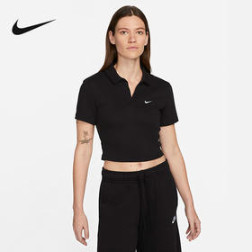 【小码特惠】Nike/耐克短袖深V针织衫运动短款修身透气T恤POLO衫女DV7885-010