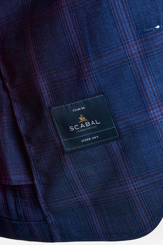 Scabal Mosaic Super 130's 澳洲美丽诺羊毛蓝色格纹全麻衬单西 商品图7