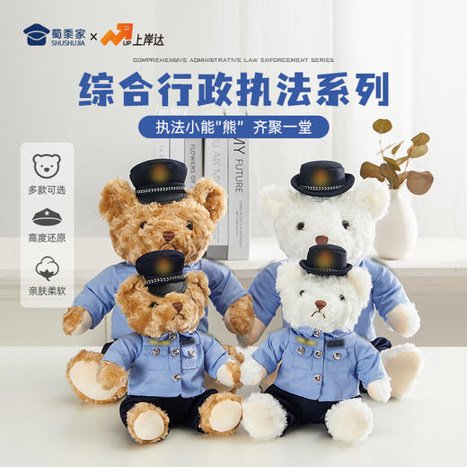 【综合执法熊】创意坐姿小熊毛绒公仔儿童玩偶摆件 商品图0