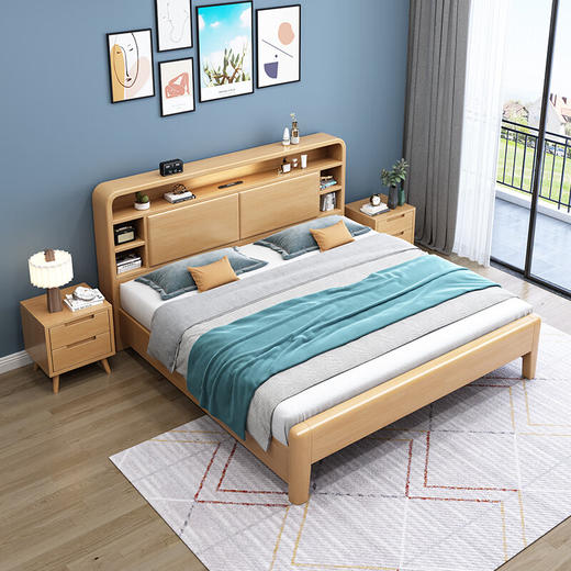 北欧风实木床软靠668#原木色/胡桃色可选（齐） 商品图3