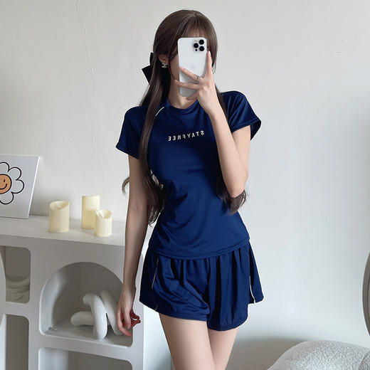 【超仙！洋气显瘦泳衣两件套】自带安全打底裤，游泳、温泉、瑜伽一套搞定，各种身材轻松驾驭！女款分体运动简约休闲保守显瘦遮肉遮肚泡温泉泳衣 商品图3