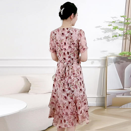 QYM A3478-L印花时尚修身雪纺裙显瘦洋气连衣裙 商品图3