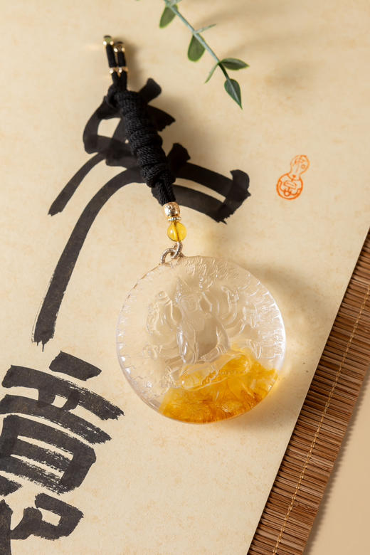 天然巴西黄礁花吊坠 商品图4