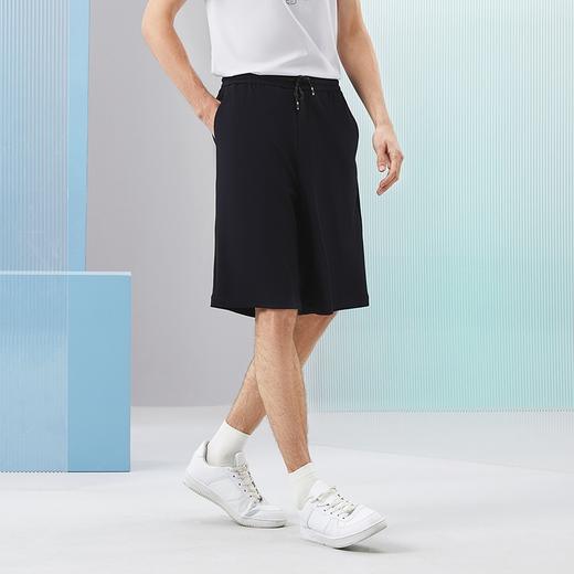 【高弹针织】柒牌松紧带短裤男2024夏季新款休闲宽松黑色直筒男裤	126H72760 商品图1