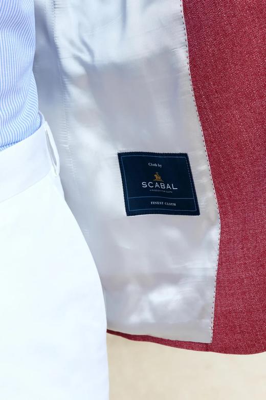 Scabal Taormina 陶尔米纳 Bamboo Viscose 竹纤维红色全麻衬单西 商品图7