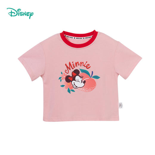 迪士尼【5A抑菌】24夏季女童短袖T恤米妮IP纯棉透气上衣凉感T恤ZD2DS038 商品图1