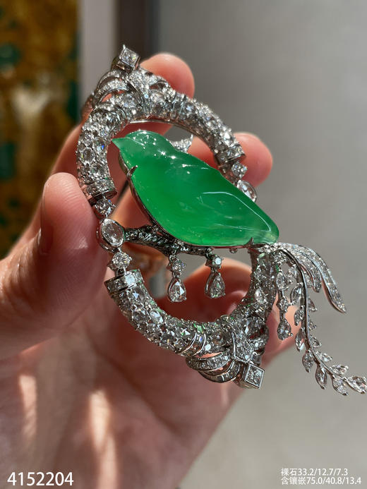玻璃种木那喜鹊胸针【4152204】具体价格微信咨询 商品图2