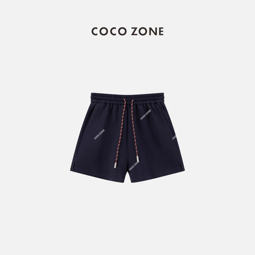 COCO ZONE“棕系短裤”夏季时尚透气松紧腰抽绳短裤纯色百搭阔腿裤CC1B0898 商品图0