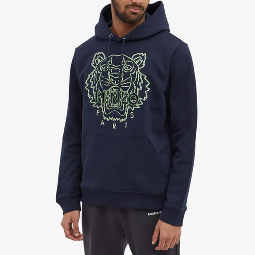 KENZO 高田贤三 男士大虎头徽标刺绣棉质连帽长袖卫衣 深蓝色 FC55 SW338 4XF 77 商品图1