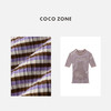 COCO ZONE2024早春穿搭条纹短袖针织衫短款圆领上衣CC1A0375 商品缩略图2