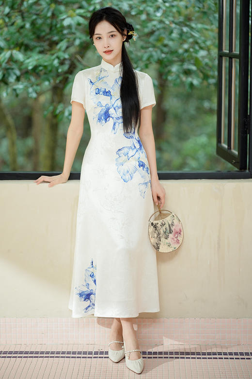 逸红颜明月优选 #『烟岚』收藏级杨紫同款醋酸旗袍,老师傅1对1手工剪裁 ,花型设计师手绘印花 商品图13