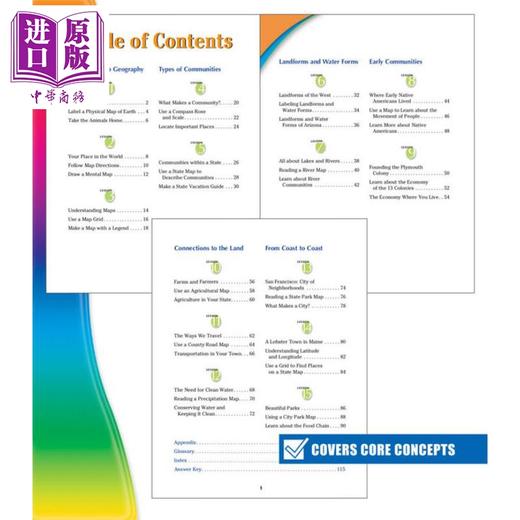 【中商原版】光谱练习册 地理 三年级 Spectrum Geography Grade 3 英文原版 进口图书 小学教辅参考书 Carson Dellosa 商品图1