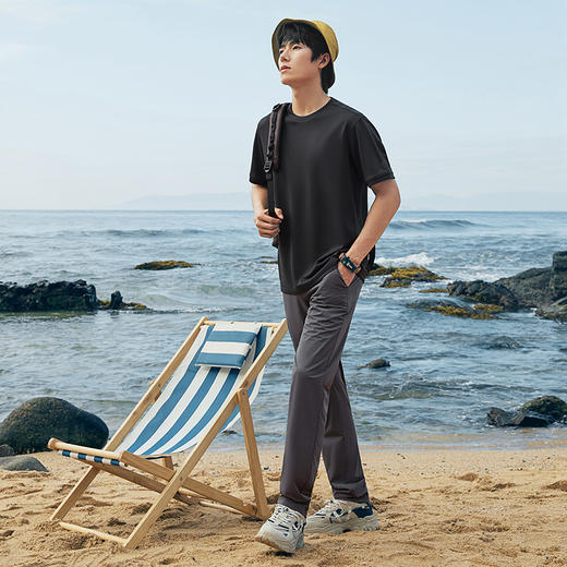 【吸湿速干】柒牌短袖T恤男2024夏季新款户外休闲宽松圆领体恤衫	126T72930 商品图3