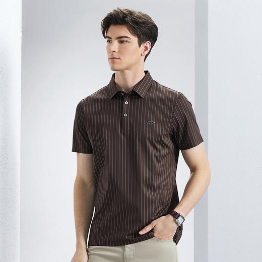 【含桑蚕丝】柒牌条纹polo衫男夏季新款时尚潮流中青年翻领T恤薄	126T70780 商品图1