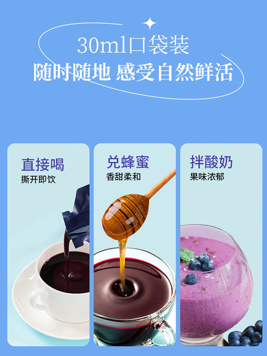 ⁴【大兴安岭野生蓝莓（越橘）原浆】1袋≈60粒新鲜野生蓝莓  30ml*7袋/盒  YC04-CRMM-YKSC 商品图5