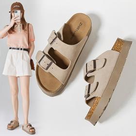 ZHR则则一字拖鞋女2024夏季新款厚底增高沙滩鞋外穿博肯拖鞋