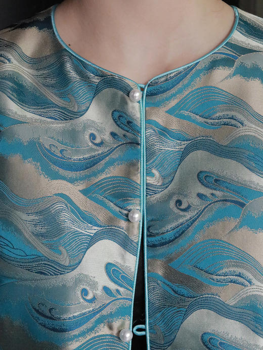 盛唐牡丹 |海浪纹重缎宋锦对襟外套 商品图3