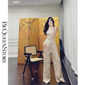 【孤品样衣，不退不换】 【月夜山风】中式国风提花设计感透气吸湿高腰连体裤夏季新款