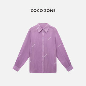 COCO ZONE"紫麻衬衣"夏季时尚气质POLO领开襟衬衫休闲单排扣上衣CC1B0885