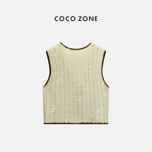 COCO ZONE2024复古撞色边外塔针织背心V领设计感上衣CC1B0762 商品图1
