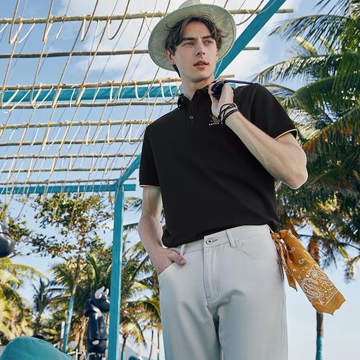 【不变形领】【不变形领】柒牌短袖polo衫男2024夏季新款时尚龙纹绣花休闲上衣	126T70560 商品图3