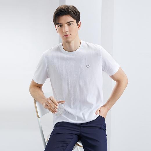 【凉感索罗纳】柒牌短袖T恤男夏季新款时尚休闲字母提花圆领上衣	126T72210 商品图1