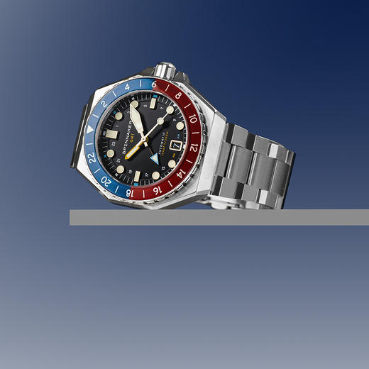 新款SPINNAKER三角帆GMT双时区八角壳自动机械表钢带防水夜光5119 商品图2