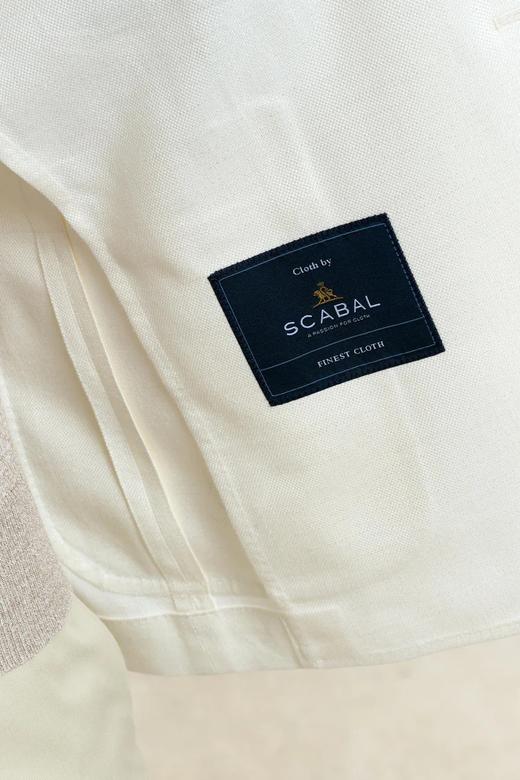 Scabal Taormina 陶尔米纳 Bamboo Viscose 竹纤维白色全麻衬单西 商品图7