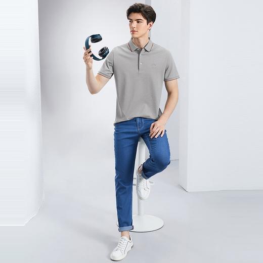 【不变形领】【含麻】柒牌男装短袖POLO衫男夏季新款时尚潮流满身提花翻领T恤	126T70660 商品图3