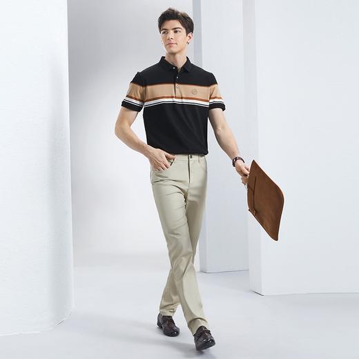 【丝光棉】柒牌条纹polo衫男2024夏季新款时尚休闲中青年短袖T恤	126T70920 商品图3