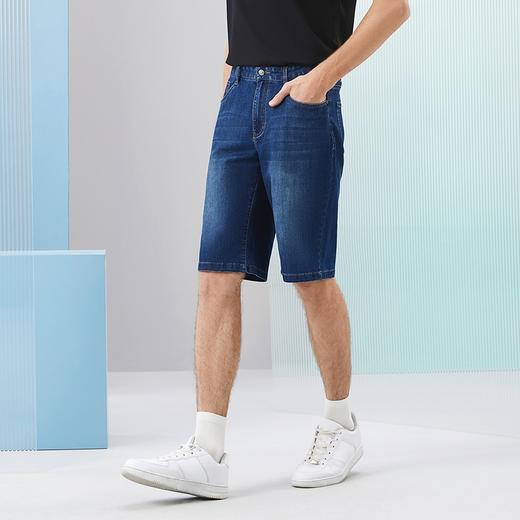 柒牌水洗牛仔裤男2024夏季新款时尚休闲中腰直筒裤子男士牛仔短裤	126H72810 商品图1