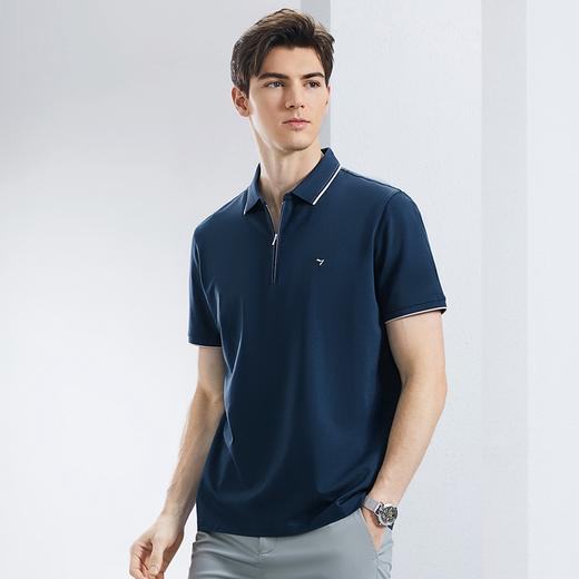 【不变形领】【5A抗菌2A防螨】柒牌半拉链polo衫男士夏季新品休闲百搭短袖T恤	126T70580 商品图1