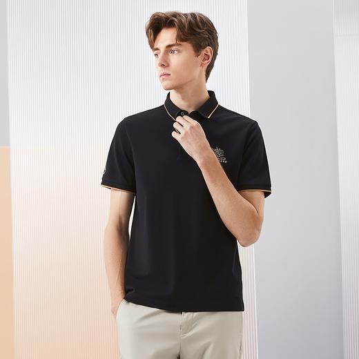 【不变形领】【不变形领】柒牌短袖polo衫男2024夏季新款时尚龙纹绣花休闲上衣	126T70560 商品图1