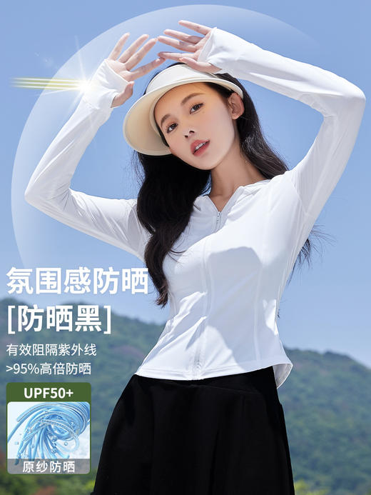 【氛围感防晒 谁穿谁美！】防晒的魔力，穿上薄款冰丝外套，尽显优美身姿。高倍UPF50+防紫外线，持久防晒不闷热。时尚百搭双缝线工艺，透气舒适不紧绷！ 商品图0