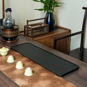 陆羽苏窗茶盘 乌金石茶盘轻奢现代家用干泡台乌金石茶具托盘茶台石板