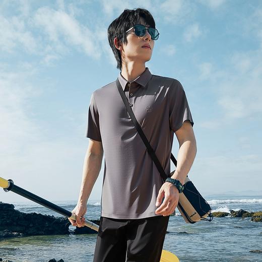 【无缝压胶】柒牌男装短袖POLO衫男夏季新款弹力透气休闲翻领上衣	126T72530 商品图1