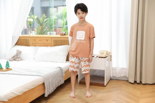 【单件6折/2件5折】【秀黛】男童圆领印花短袖套装男童夏季睡衣L2441006T【门店同款】 商品图1