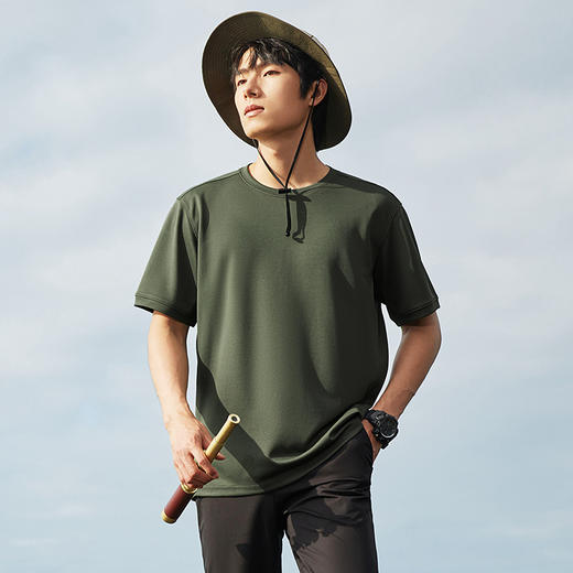 【吸湿速干】柒牌短袖T恤男2024夏季新款户外休闲宽松圆领体恤衫	126T72930 商品图1