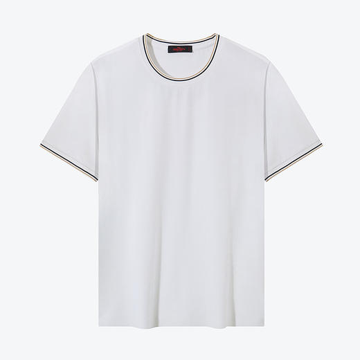 【高端系列】柒牌男装短袖T恤男士2024夏季新款格纹提花肌理体恤	126T72300 商品图4