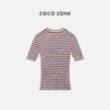 COCO ZONE2024早春穿搭条纹短袖针织衫短款圆领上衣CC1A0375 商品缩略图1
