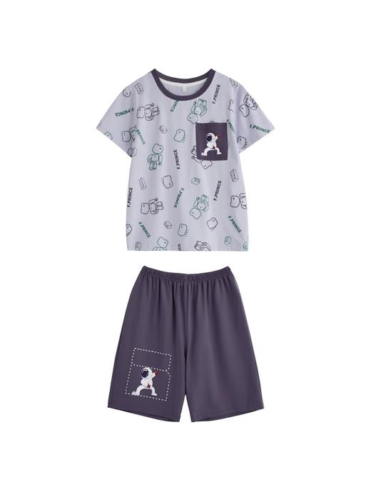 【单件6折/2件5折】【秀黛】男童圆领针织短袖套装儿童男童夏季睡衣家居服L2441005T【门店同款】 商品图7