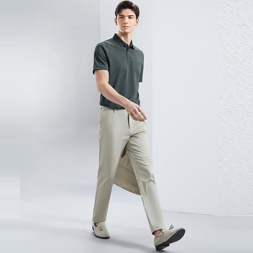 柒牌条纹短袖polo衫男夏季新款时尚百搭中青年舒适弹力翻领T恤衫	126T70880 商品图3