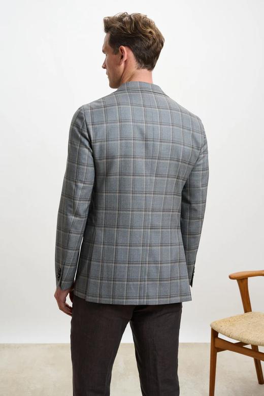 Scabal Mosaic Super 130's 澳洲美丽诺羊毛灰色灰色粽格纹全麻衬单西 商品图4