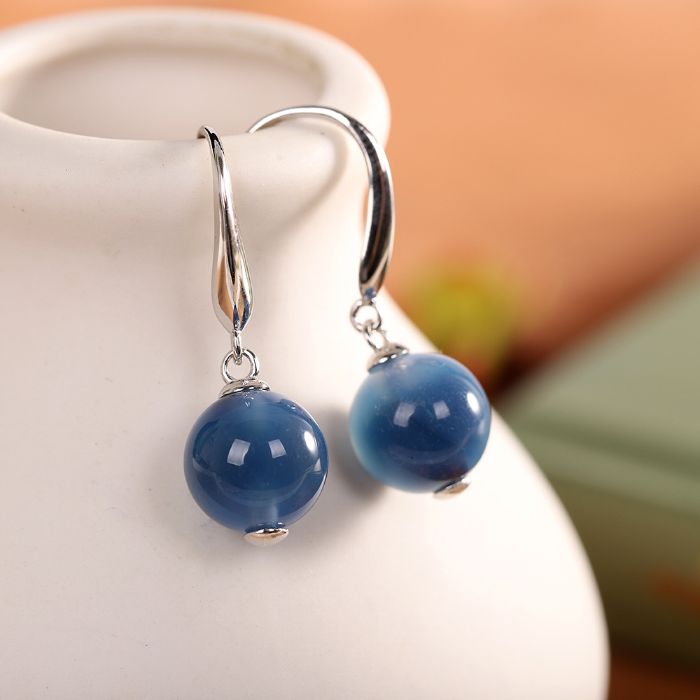 【蓝海一梦】 S925银镶嵌玉髓耳饰【RP-ez011050】