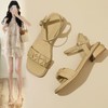 ZHR则则凉鞋女2024新款夏季一字带中跟鞋网红ins公主风粗跟凉鞋女 商品缩略图1