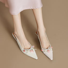 【预售5天】优雅个性，花朵蝴蝶结里外全皮包头高跟鞋MT&ML3296