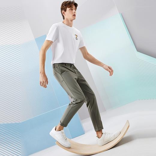 柒牌男士休闲裤2024春夏新款时尚格纹提花舒适百搭直筒九分长裤子	126H72510 商品图3