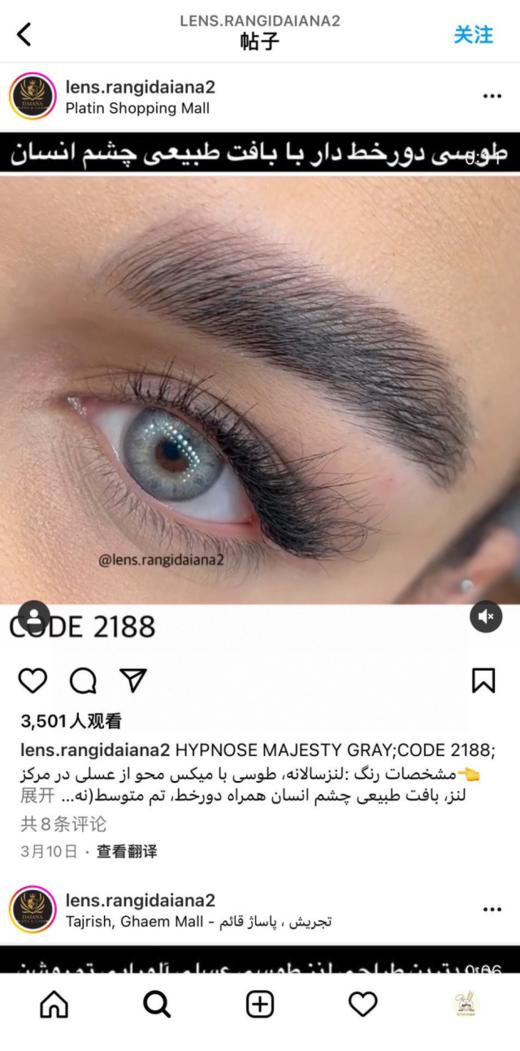 Leenscolor 年抛 斯曼冰川灰 14.0mm 美瞳两片装 妈生混血灰瞳 商品图3