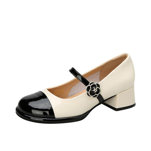 ZHR玛丽珍女鞋2024新款春夏季休闲复古高跟单鞋仙女粗跟浅口一脚 商品图4